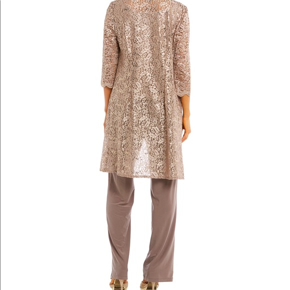 SOLD_ R & M Richards_ Metallic Lace /Sheer Lace Jacket - Sz 10 - Picture 2 of 5